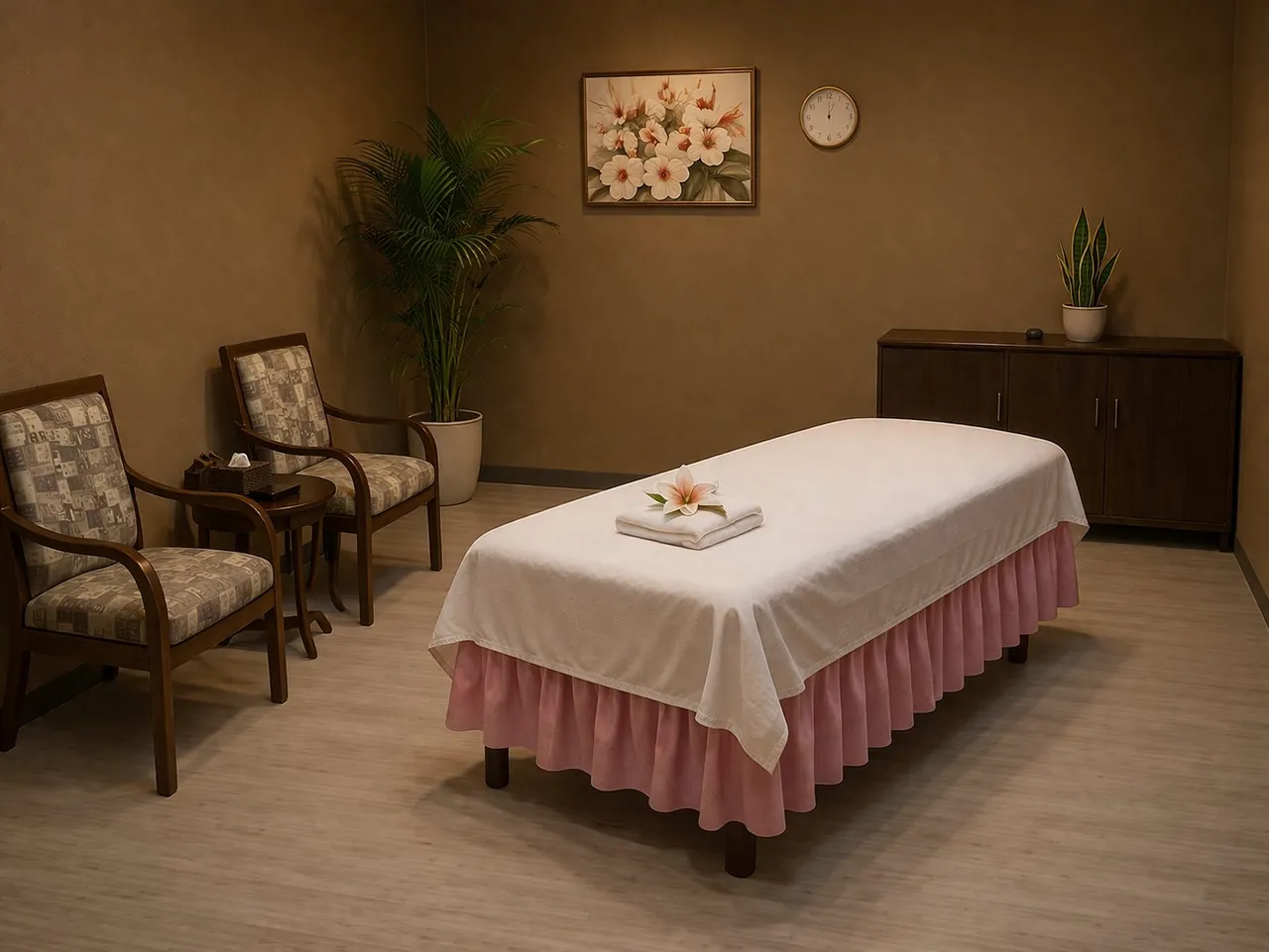 Comfortable, private massage room at Angel Massage Spa near Arrowhead Ranch, AZ
