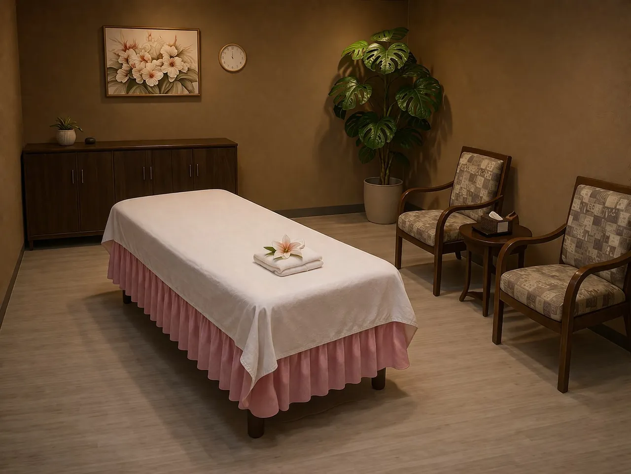 Private massage room with fresh towels at Angel Massage Spa in Sun City, AZ