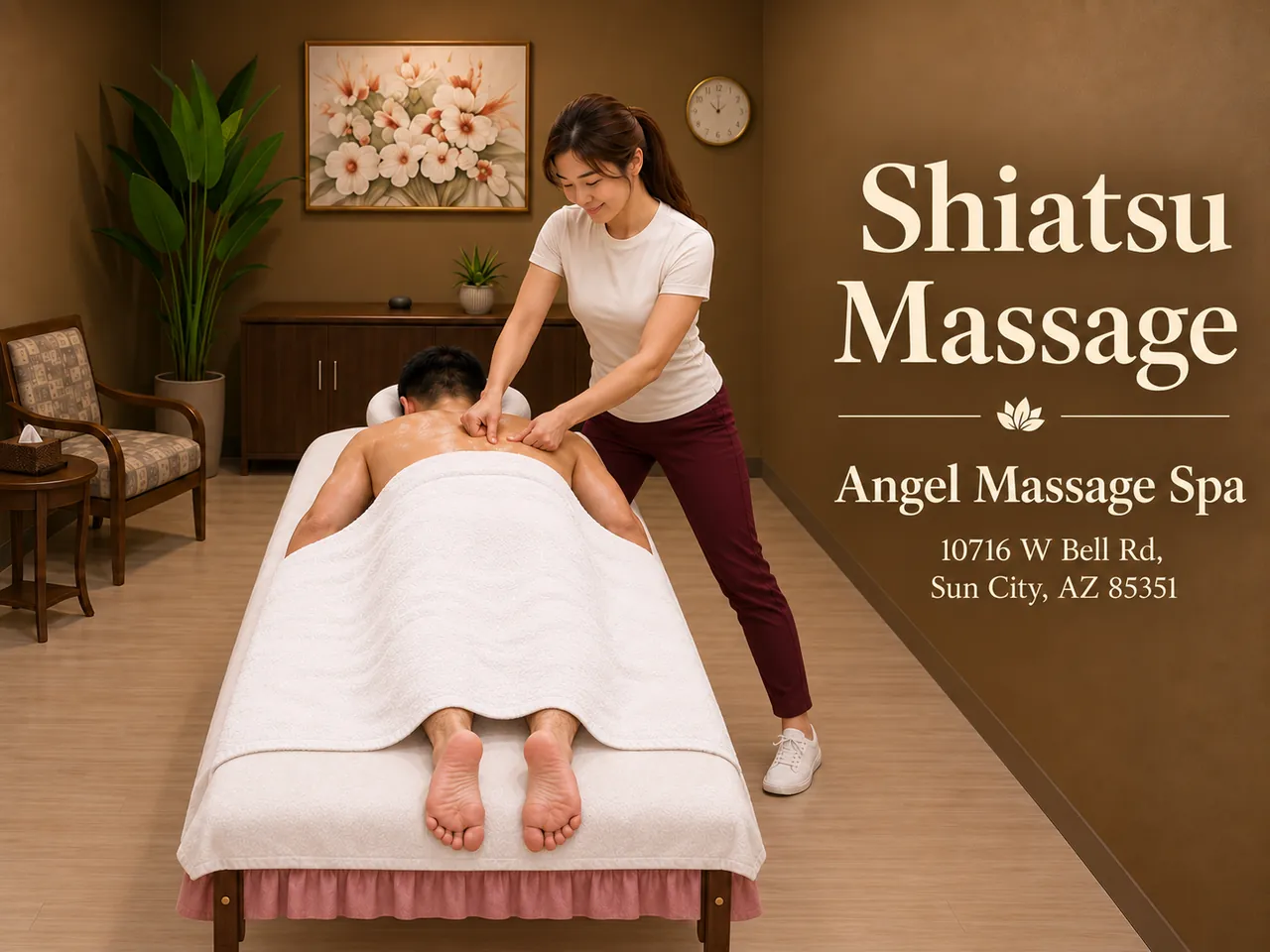 Shiatsu massage with steady point pressure at Angel Massage Spa in Sun City, AZ