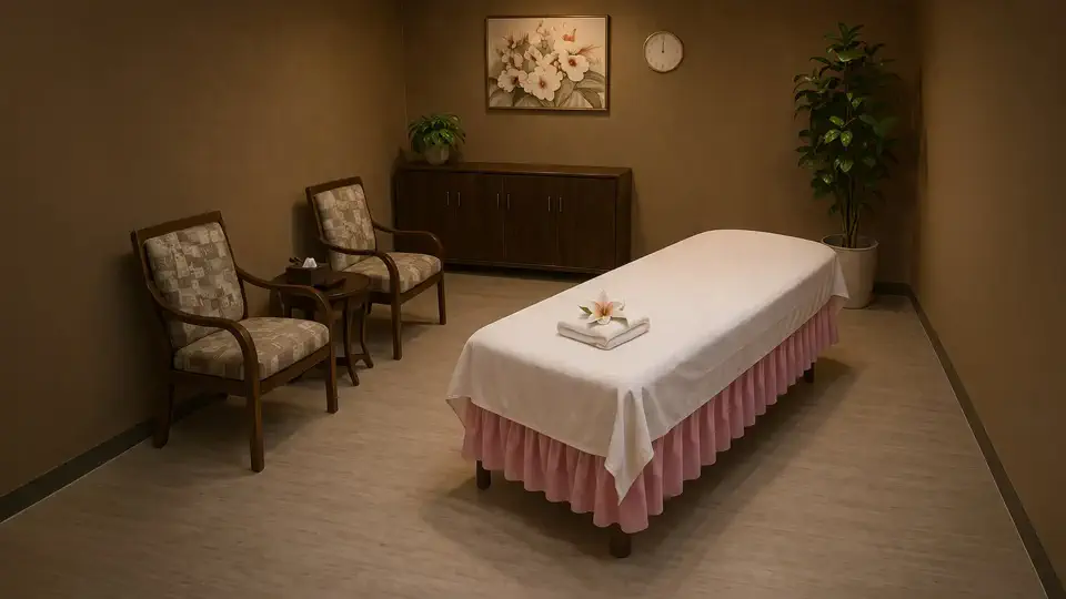 Private massage table for choosing 30 or 60 minute massage
