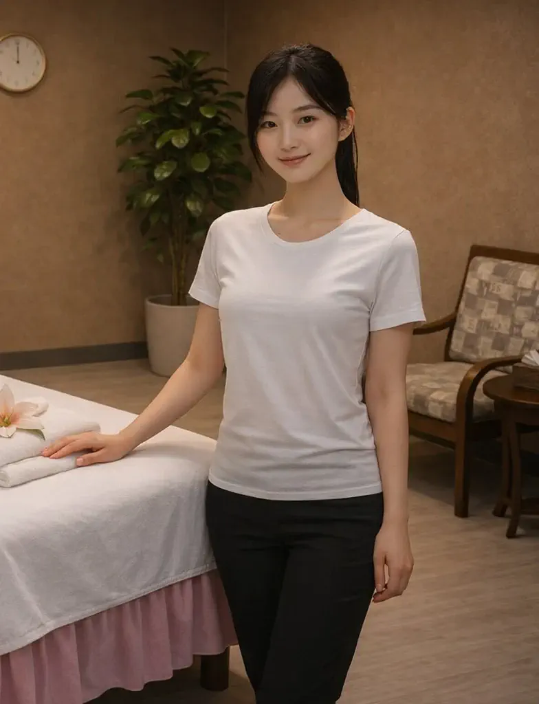 Therapist ready to greet guests at Angel Massage Spa